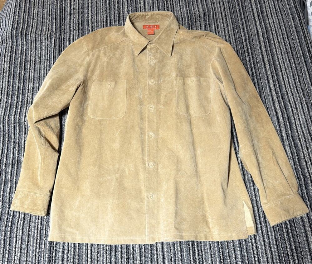 NWOT NDX Nederland Men XL Tan Suede Leather Shirt Jacket Western Overshirt